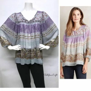 MAEVE Anthropologie Boho Gypsy Chic KADA PEASANT BLOUSE Top Festival S M RunsBig - Picture 1 of 12