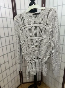 BCBGMAXAZRIA $ 268 Oversize-Pullover offen Strick Häkel Grob Alpaka Gürtel S - Bild 1 von 8