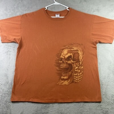 Футболка Gatewood Powersports для взрослых 2XL XXL Burnt Orange Skull Revolver графическая футболка - Изображение 1 из 4