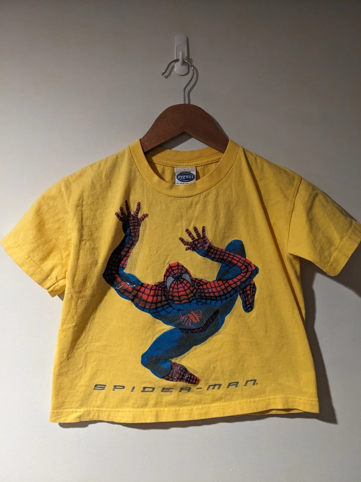 Camiseta amarilla grande vintage 2002 Spider-Man Marvel cómic película promoción juvenil Foto 1 de 4