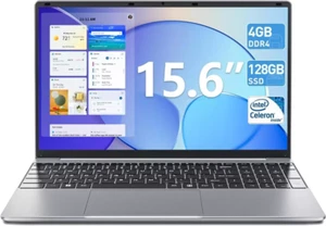 SGIN 15,6 Zoll Laptop 4GB RAM 128GB SSD Bis Zu 2.6GHz IPS Computer Silber - Bild 1 von 13