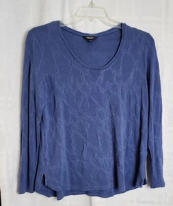 Simply Vera Vera Wang Women's Large Navy Blue Long Sleeve Textured Pullover Top - Picture 1 of 6
