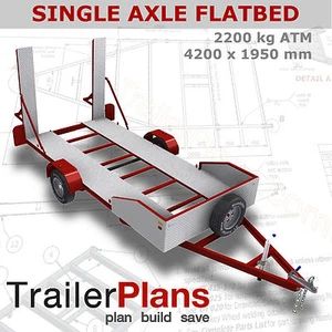 Trailer Plans-2200kg SingleAxle FLATBED CAR TRAILER PLANS-Plans on USB FlashDriv - Picture 1 of 11