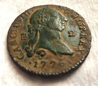 1776 Carolus III 2 Maravedis  Spanish colonial era Segovia mint Key date - Image 1 of 4