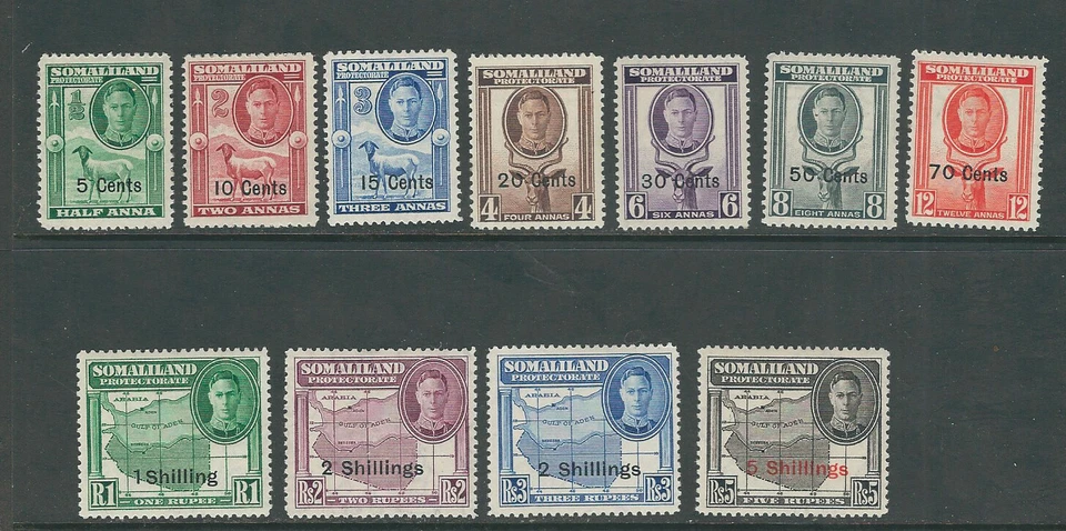 SOMALILAND 1951 KGVI revalued set complete (Scott 116-126) VF MH ZX - Image 1 of 1
