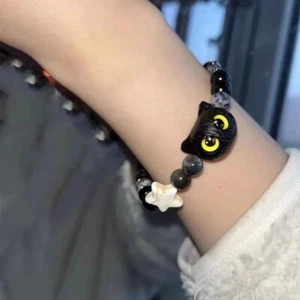 Cute Cat Bracelet Adjustable Black Rope Bracelets For Couple Friendship Bracelet - Picture 1 of 13