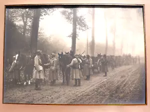 PHOTO ANCIENNE POILUS ATTELAGES CAVALERIE GUERRE 14/18 AISNE 1917 25X35cm - Bild 1 von 5