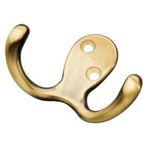 Hickory Hardware P27115-AB Utility Double Robe Hook in Antique Brass (10 Pack) - Picture 1 of 2