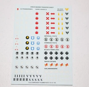 Warhammer 40k Marines Espaciales Hoja de Transferencia Leales 99510101102 - Imagen 1 de 3