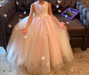 Light Pink Flower Girl Dress - Size 6 - David’s Bridal - Worn Once - Smoke Free - Picture 1 of 6