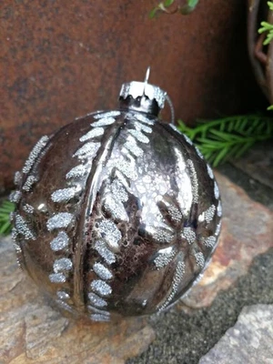 Pallina per albero di Natale Cosmata ornamento floreale grigia palla di Natal... - Immagine 1 di 4