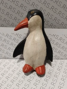 HAND CARVED WOOD PENGUIN 4.75" - Picture 1 of 8