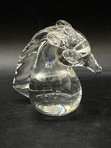 Estatuilla pisapapeles cabeza de caballo de vidrio soplado transparente Taiwán vintage - Imagen 1 de 7