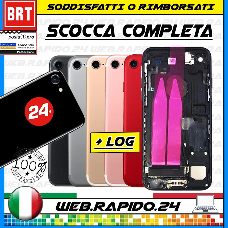 BACK COVER SCOCCA POSTERIORE COMPLETA+FLEX+FRAME APPLE IPHONE 7 7G TELAIO VETRO - Immagine 1 di 1