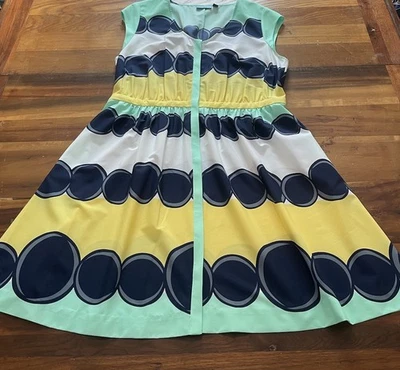 Vestido Cynthia Rowley para mujer 16 a rayas punto brillante botones mangas delanteras Foto 1 de 4