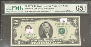1976 $2 FRN New York  Fr. 1935-B Mismatched Serial Numbers PMG 65 EPQ - Picture 1 of 4