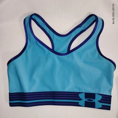 Under Armor Sports Bra. Size XS. Teal Blue. Compression Racer, Logo - Image 1 of 4