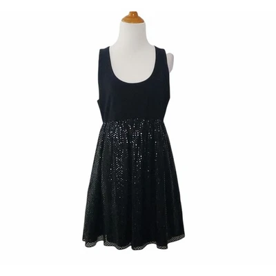 Vestido Babydoll Alice + Olivia Negro Tanque Brillante Confeti Lunares Seda Mediano Foto 1 de 4
