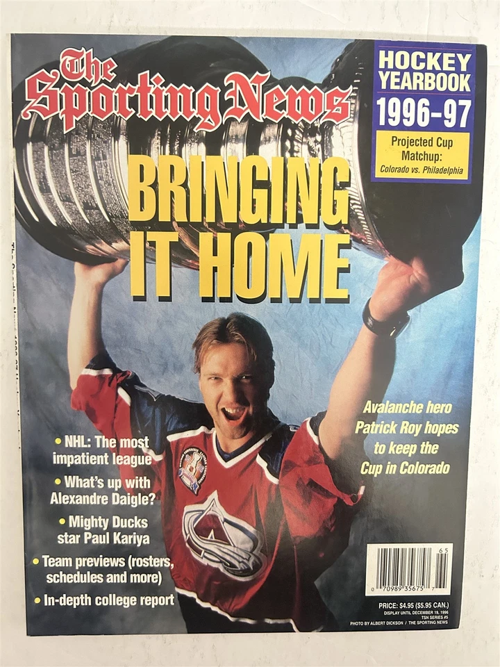 1996 Hockey Yearbook COLORADO Avalanch STANLEY CUP Champ PATRICK ROY NHL Preview - Image 1 of 1