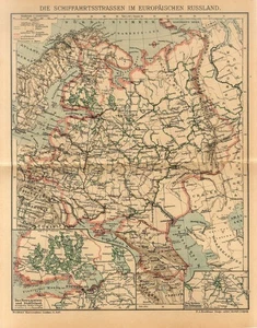 1912 RUSSIA SHIPPING ROUTE WATER WAYS CRIMEA BALTIC SEA ST.PETERSBURG Map dated - Picture 1 of 1