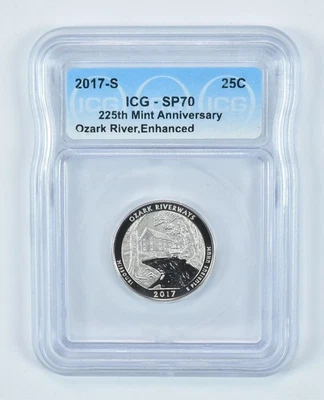 Washington Quarter Ozark River 2017-S aniversario mejorado SP70 ICG *4930 Foto 1 de 4