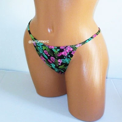 VICTORIA SECRET 棉 V 字带丁字裤内裤 S M L 棕榈热带花卉粉色 Blac — 第 1/3 张图片