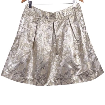 Falda de jardín Anthropologie Maeve oxidada talla grande metálica dorada plata brocado Foto 1 de 4