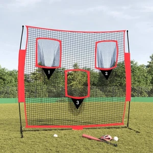 Portable Baseball Net Black and Red 72"x41.3"x72" Polyester - Picture 1 of 8