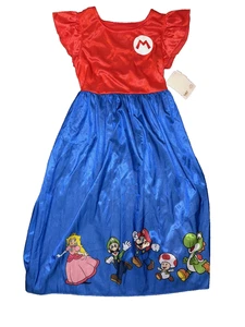 Super Mario Girl's Character Satinet Red and Blue Nightgown Costume M 8 NWT - Picture 1 of 7