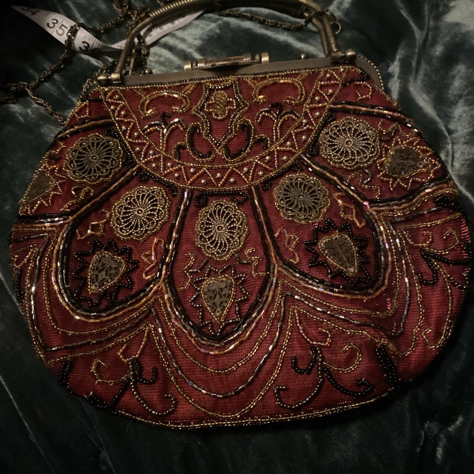 Vintage Red Beaded Handbag - Image 1 of 4
