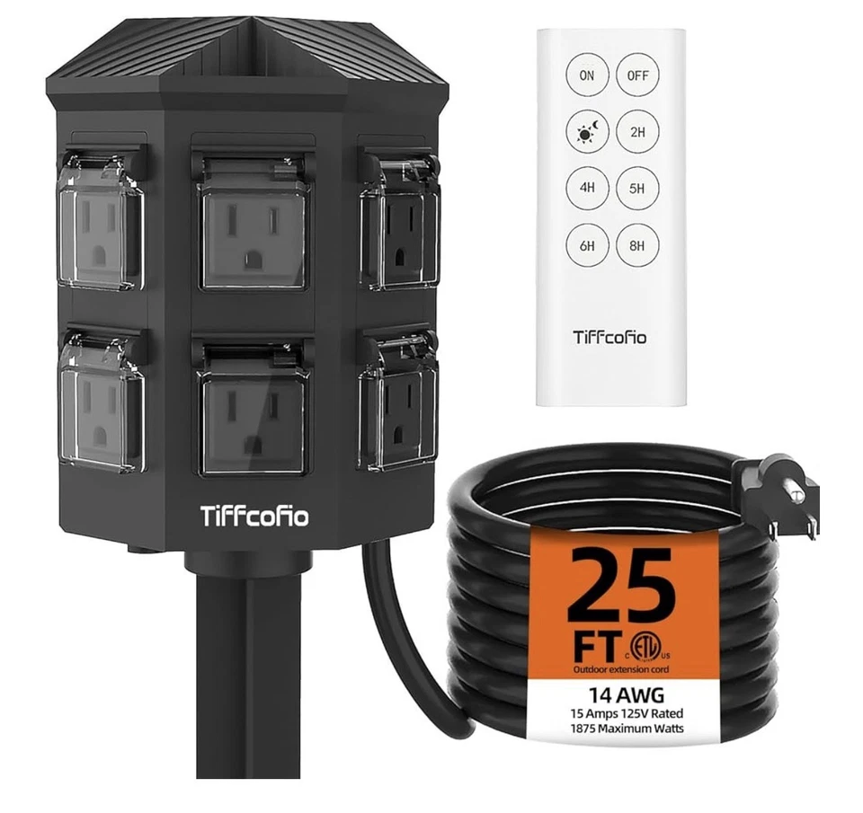 Outdoor Power Strip with 25FT Extension Cord, Remote Control - Image 1 of 2