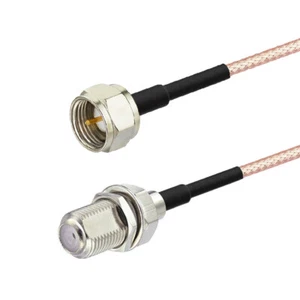 Eightwood F Male to F Female Bulkhead RG179 Coaxial Pigtail Extension Cable 30cm - Picture 1 of 3