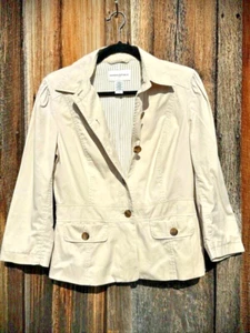 Women's BANANA REPUBLIC Classic Stretch short Khaki Jacket pockets Lined S - Picture 1 of 6