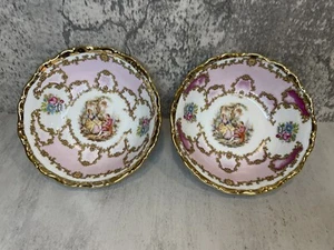 Seltmann Weiden Bowl Dish Bavaria Set Of 2 West Germany Gold Trim Victorian Lady - Picture 1 of 9