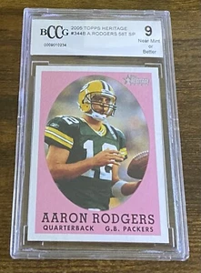 Aaron Rodgers 2005 Topps Heritage Variation SP Rookie RC #344 BCCG 9 NM+ RL01 - Foto 1 di 2