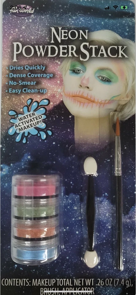 Maquillaje en polvo activado por agua brillo facial de Halloween 4 colores pinceles de vestir Foto 1 de 2
