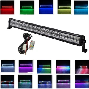 32inch RGB Halo Chasing LED Light Bar Spot Flood Combo Offroad Driving Truck ATV - Picture 1 of 12