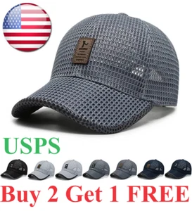 Mesh Net Cool Breathable Quick Drying Sunhat Baseball Cap Anti-UV Trucker Hats - Picture 1 of 27