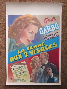 MUJER DE DOS CARAS Póster de Película ENROLLADO 14x21 Greta Garbo > FRANCÉS Belga - Imagen 1 de 2