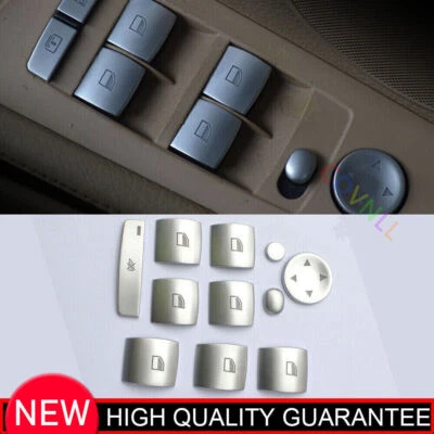 Para BMW 3-Series E90 2005-2012 Interruptor de janela de porta prata fosca acabamento de botão de elevação - Imagem 1 de 4