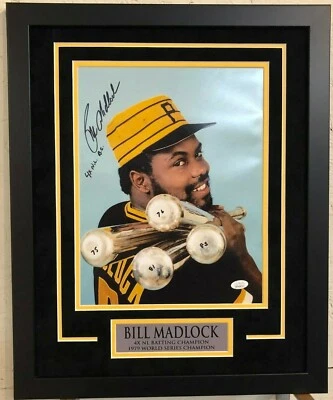 FRAMED BILL MADLOCK SIGNED INSCRIBED PITTSBURGH PIRATES 11X14 PHOTO JSA COA - Image 1 of 2