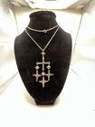 Beautiful Vtg Taxco Mexico sterling 925 Yalalag Cross Pendant Necklace 24”