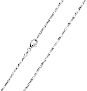 Materia Figaro Chain 925 Silver Rhodium-Plated 1.2 Mm Thin Silver Chain Necklace - Picture 1 of 12