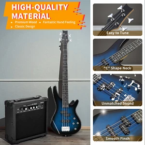 Ktaxon 4 String Electric Bass Guitar,Full Size,Basswood With Bag & 20W AMP - Picture 1 of 8