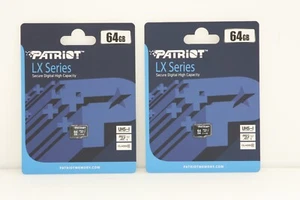 (LOT of 2) Patriot LX Series 64GB UHS-I Class 10 Micro SD Flash Memory Card - Picture 1 of 3