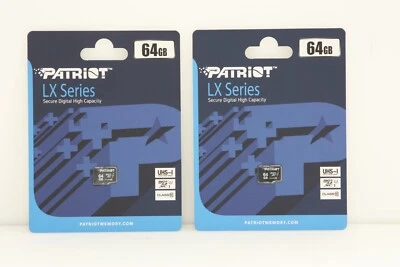 (LOT of 2) Patriot LX Series 64GB UHS-I Class 10 Micro SD Flash Memory Card - Image 1 of 3