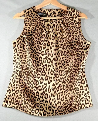 Jones New York Women's Leopard Print Silk Blend Sleeveless Casual Tank Top Sz 4 — 第 1/4 张图片
