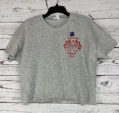 Women’s Ascot + Hart Cropped Graphic Sweatshirt Gray L - Image 1 of 4