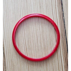 Vintage Girls Red Plastic Toy Bracelet, 1960s Child Band Bangle, 2 1/8" Diameter - Picture 1 of 4