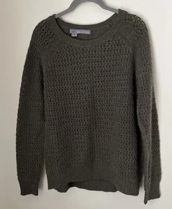 360 Kaschmir Wollmischung grün offen Strick Rundhals Pullover Small - Bild 1 von 7